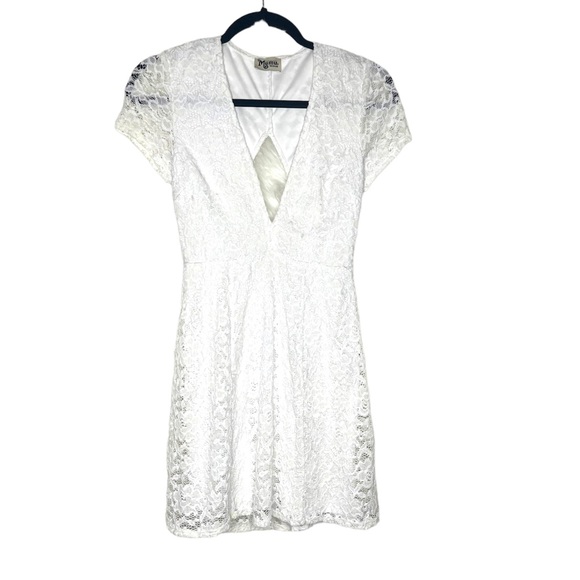 Show Me Your Mumu Women's White Floral Lace Fit Flare Mini Dress Sz M - Picture 2 of 6